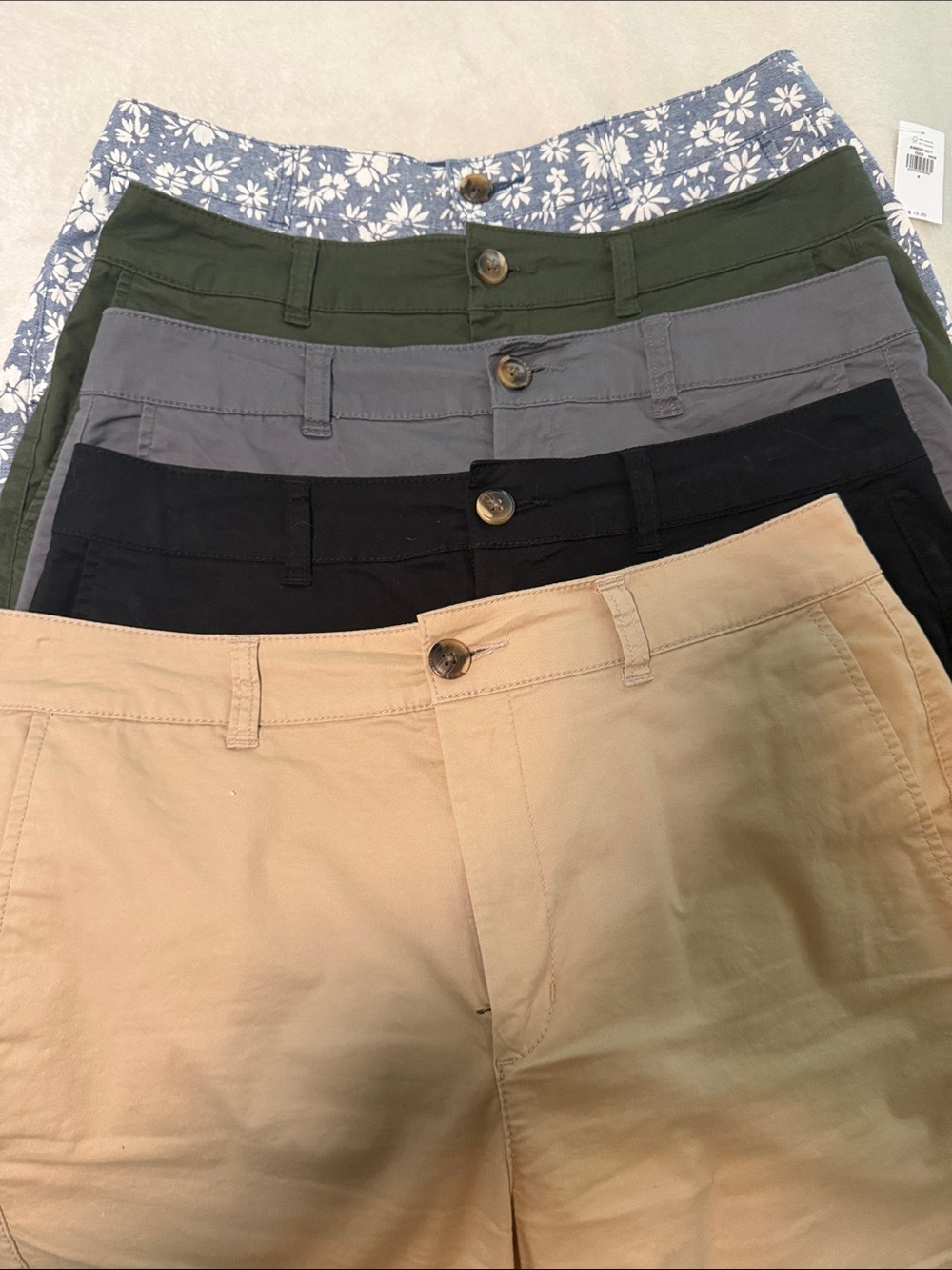 Old Navy High Waist Women's Shorts — Tan, Black, Gray, Olive, Blue Floral
